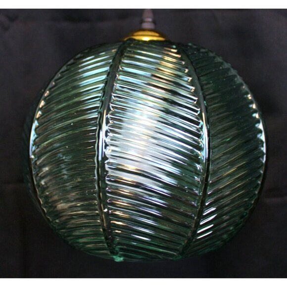 Hanging Glass Pendant Ceiling Light Small Ribbed Leaf Ball Modern Summer Beach - Picture 3 of 7